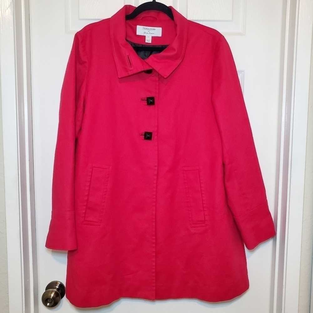 Pendleton By George Simonton Womens Red Jacket Size Large Mod Couture Rain Coat